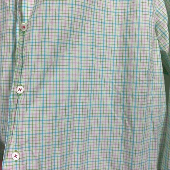 Lilly Pulitzer Pink&Teal Plaid Wyeth Mens Button Up Shirt Sz.M - Picture 5 of 10